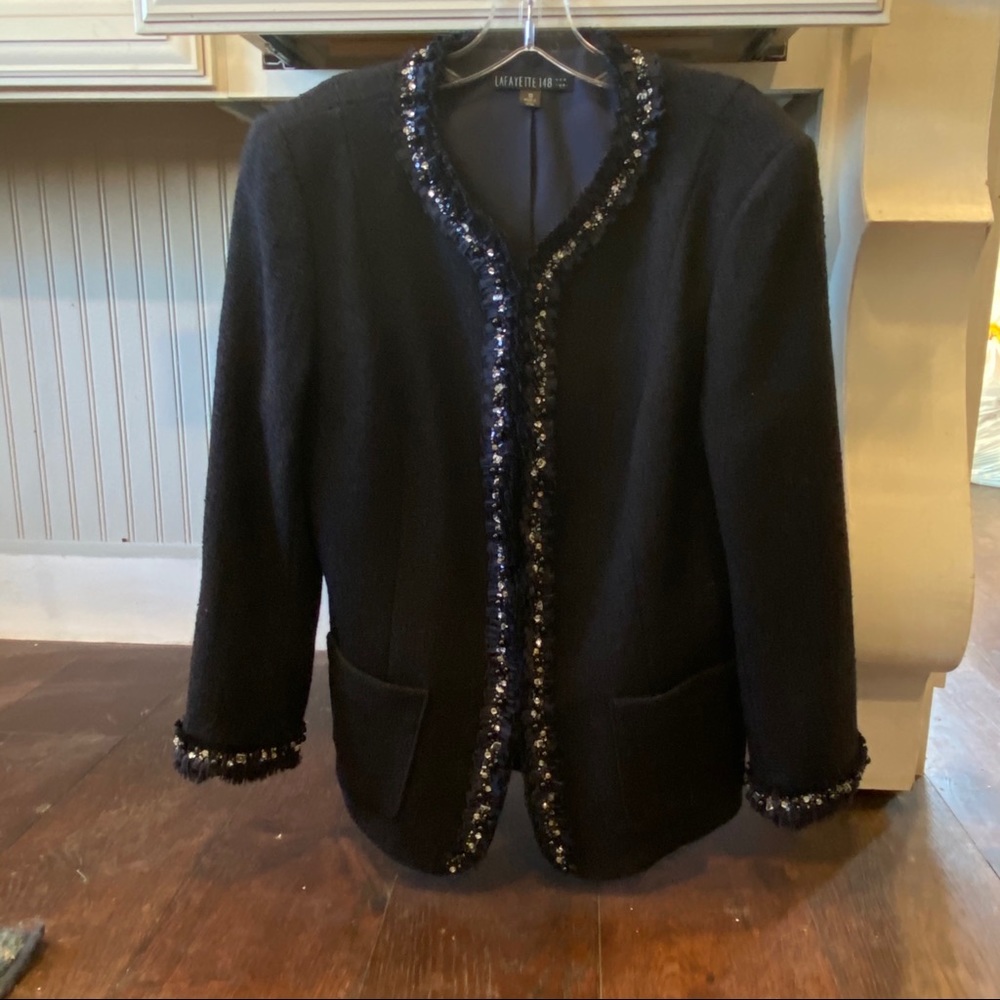 Lafayette 148*Sz.10*Black/Dark Blue*Beaded Jacket*